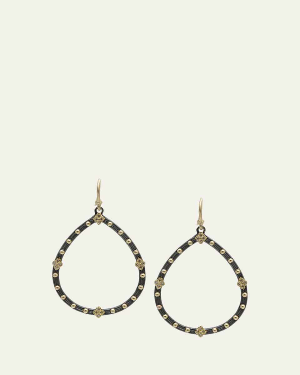 Old World Champagne Diamond Open Pear Earrings